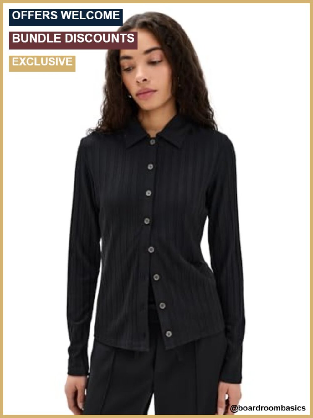 Rib Collared Button Up Long Sleeve Shirt 96% Modal 4% Spandex Classic Fit
